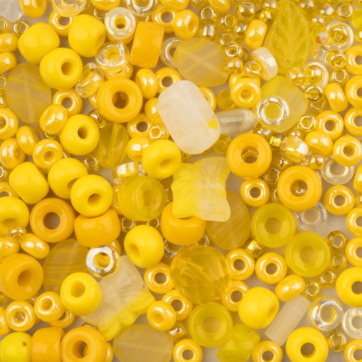 Czech Glass Beads Mix - Yellow 50g