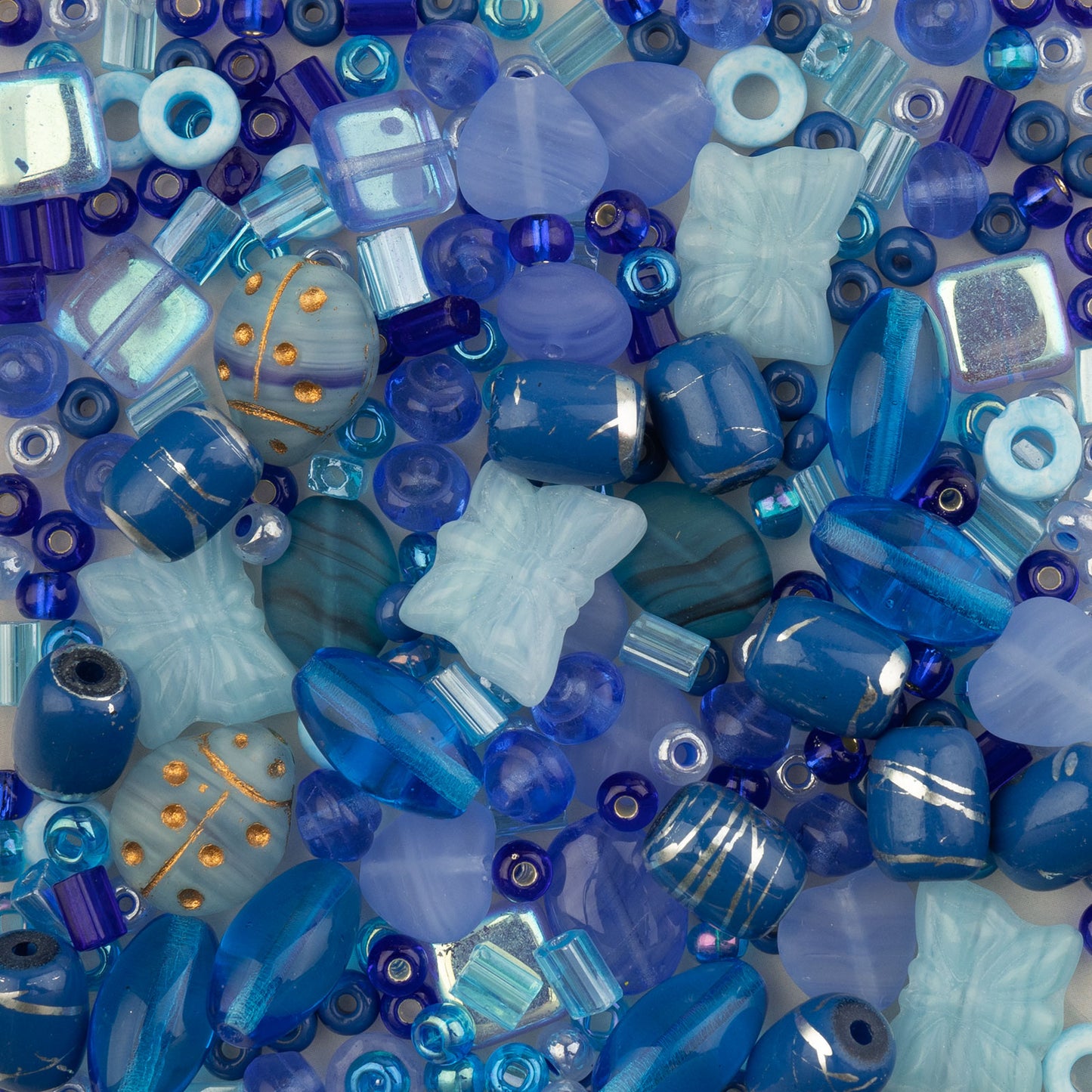 Czech Glass Beads Mix - Blue 50g