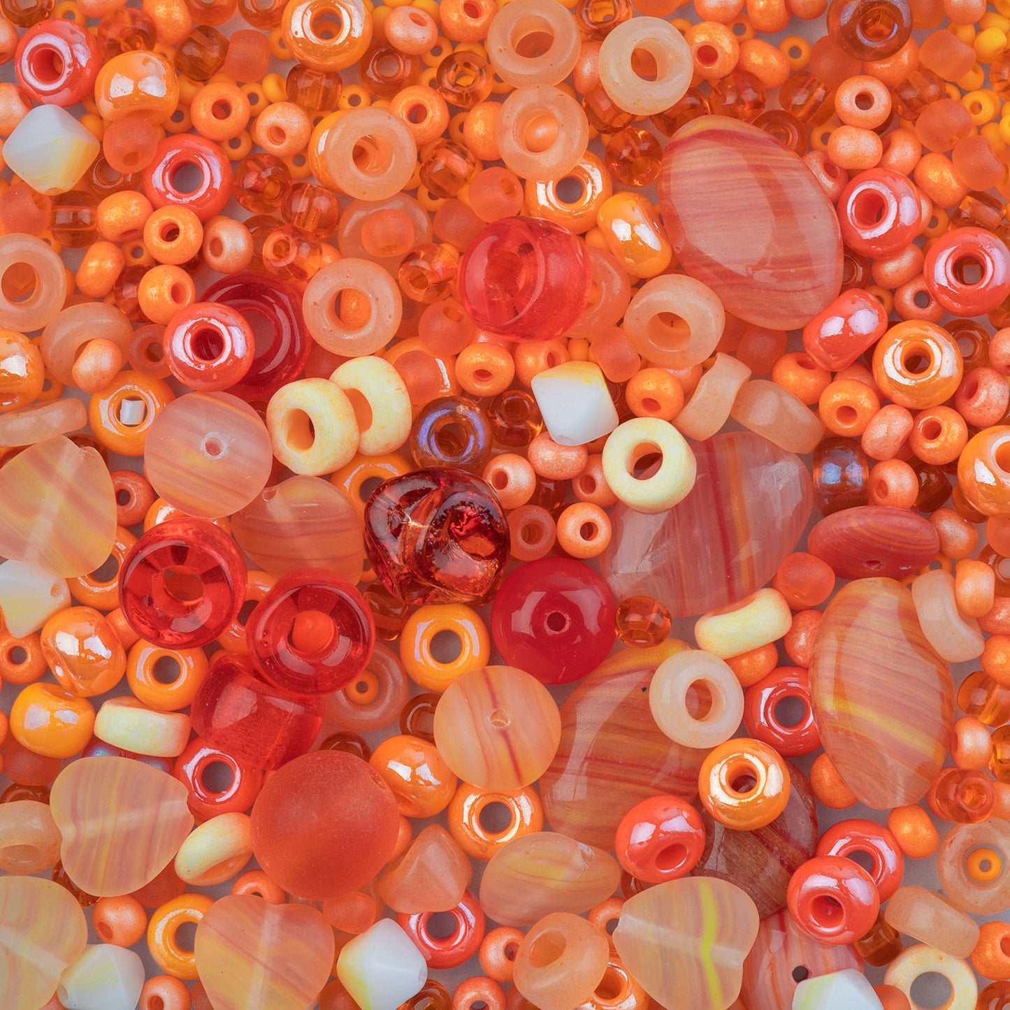 Czech Glass Beads Mix - Orange 20g