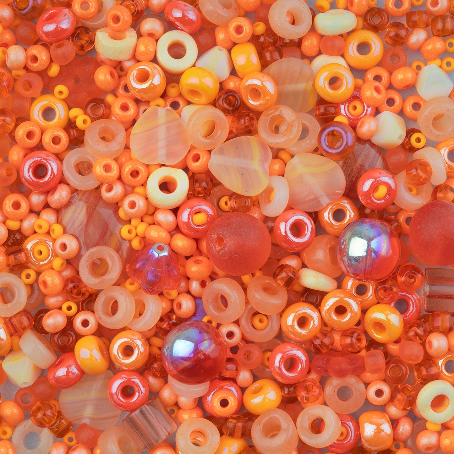 Czech Glass Beads Mix - Orange 20g