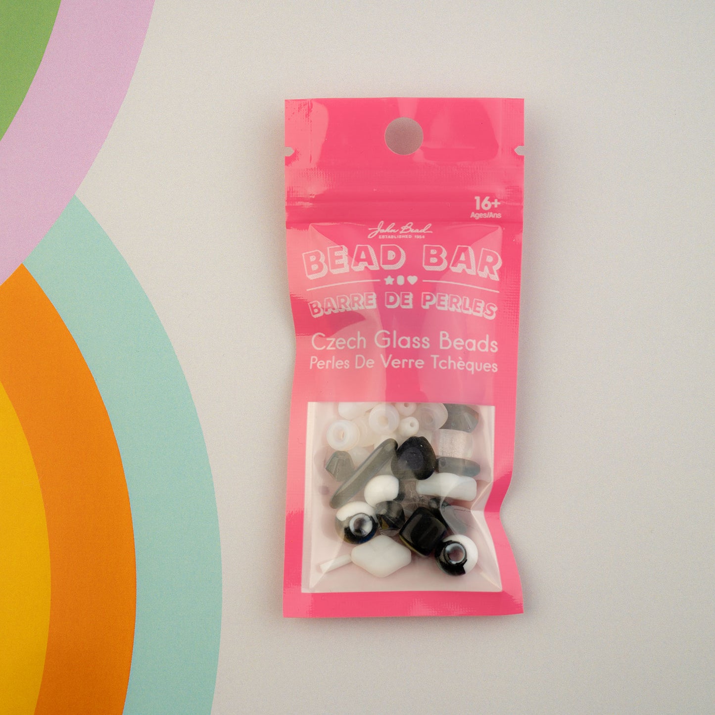Czech Glass Beads Mix - Black & White 20g