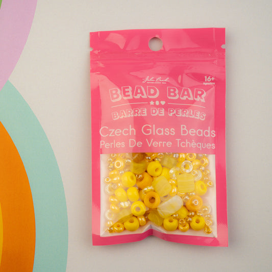 Czech Glass Beads Mix - Yellow 50g
