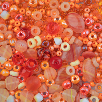 Czech Glass Beads Mix - Orange 50g