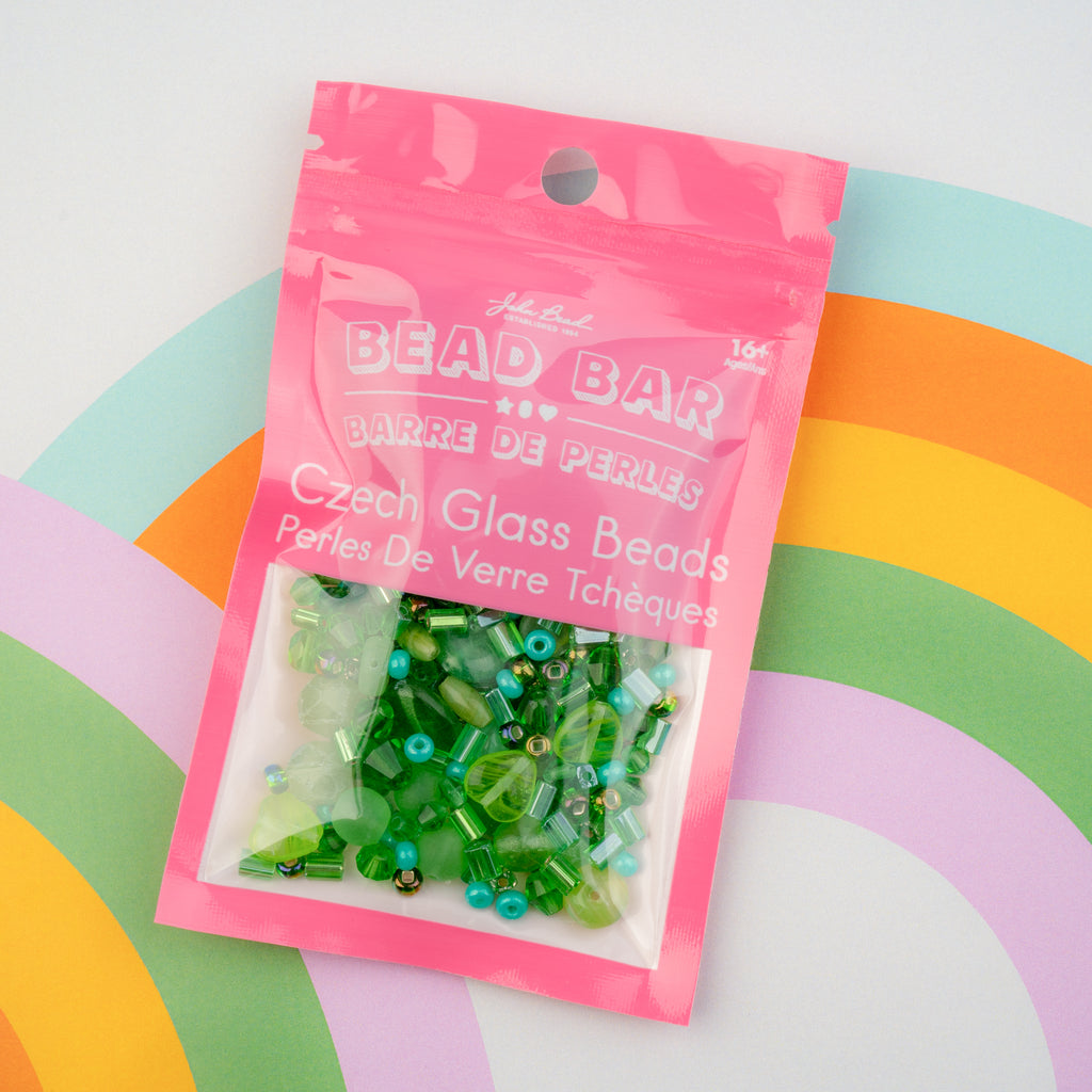 Czech Glass Beads Mix - Green 50g