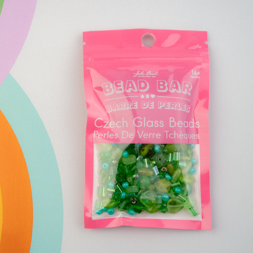 Czech Glass Beads Mix - Green 50g
