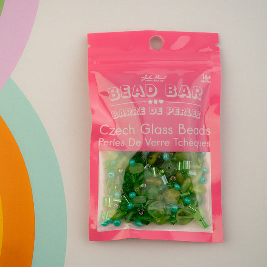 Czech Glass Beads Mix - Green 50g