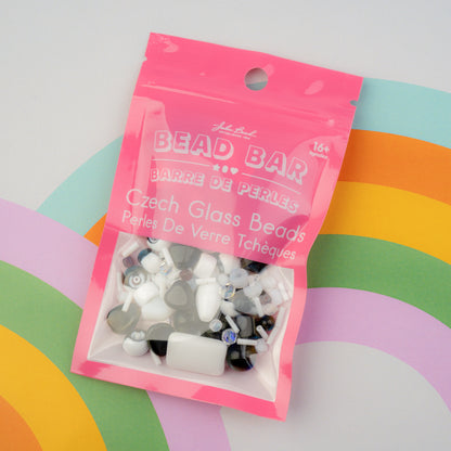 Czech Glass Beads Mix - Black & White 50g