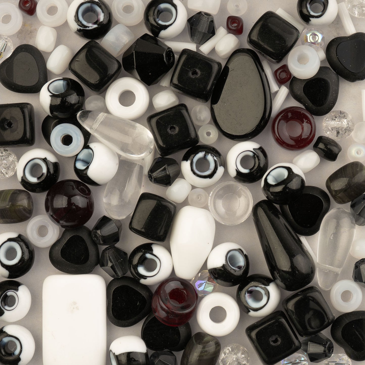 Czech Glass Beads Mix - Black & White 50g
