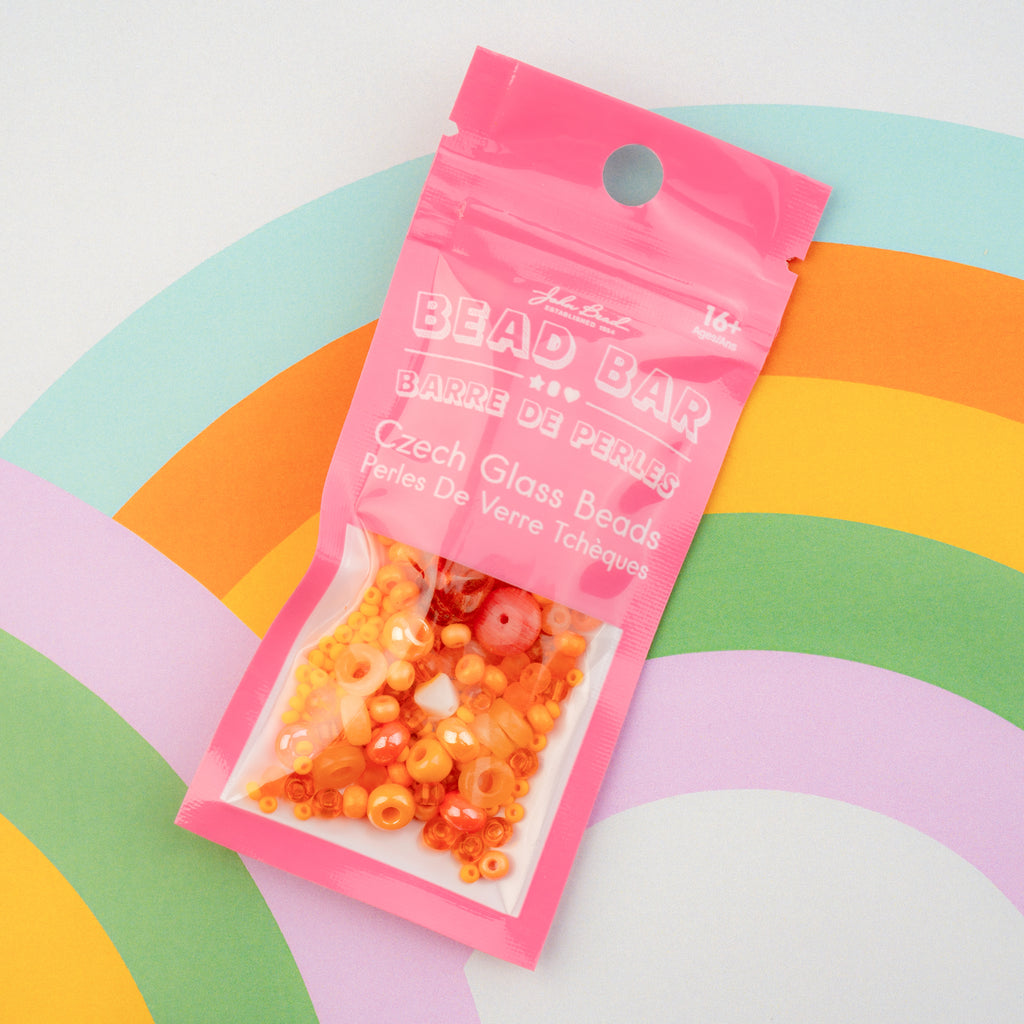 Czech Glass Beads Mix - Orange 20g