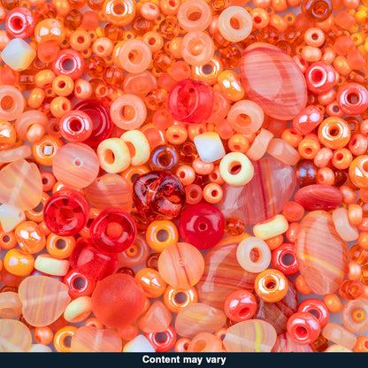 Czech Glass Beads Mix - Orange 20g
