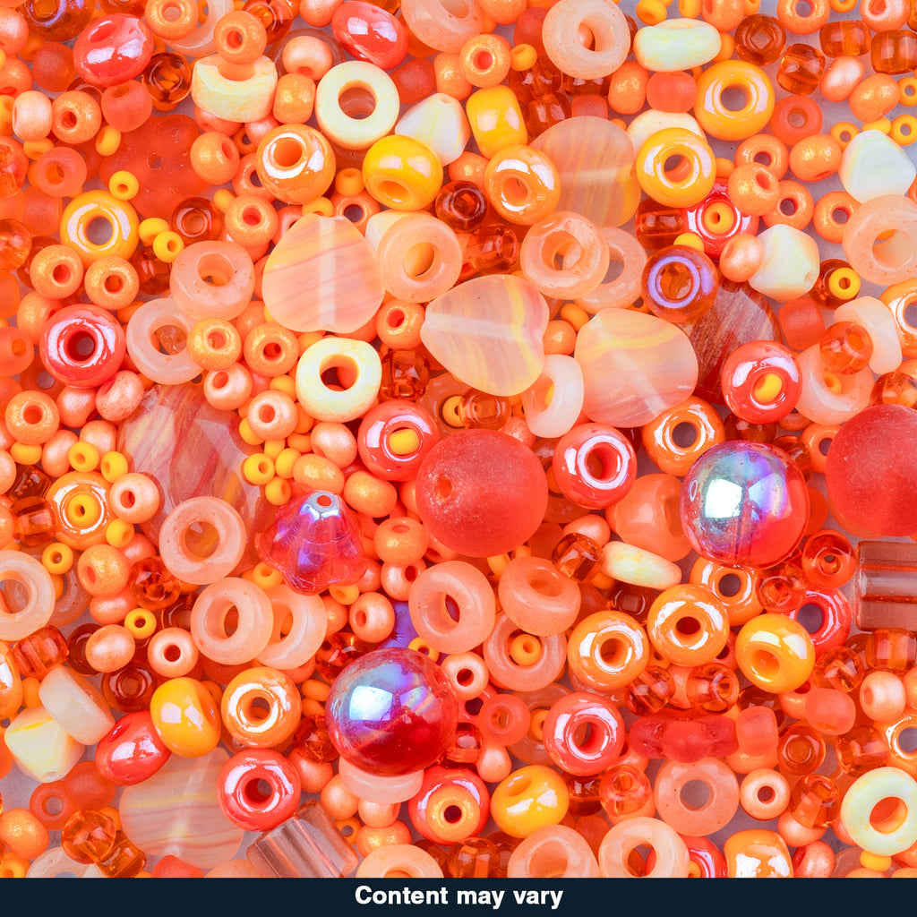 Czech Glass Beads Mix - Orange 20g