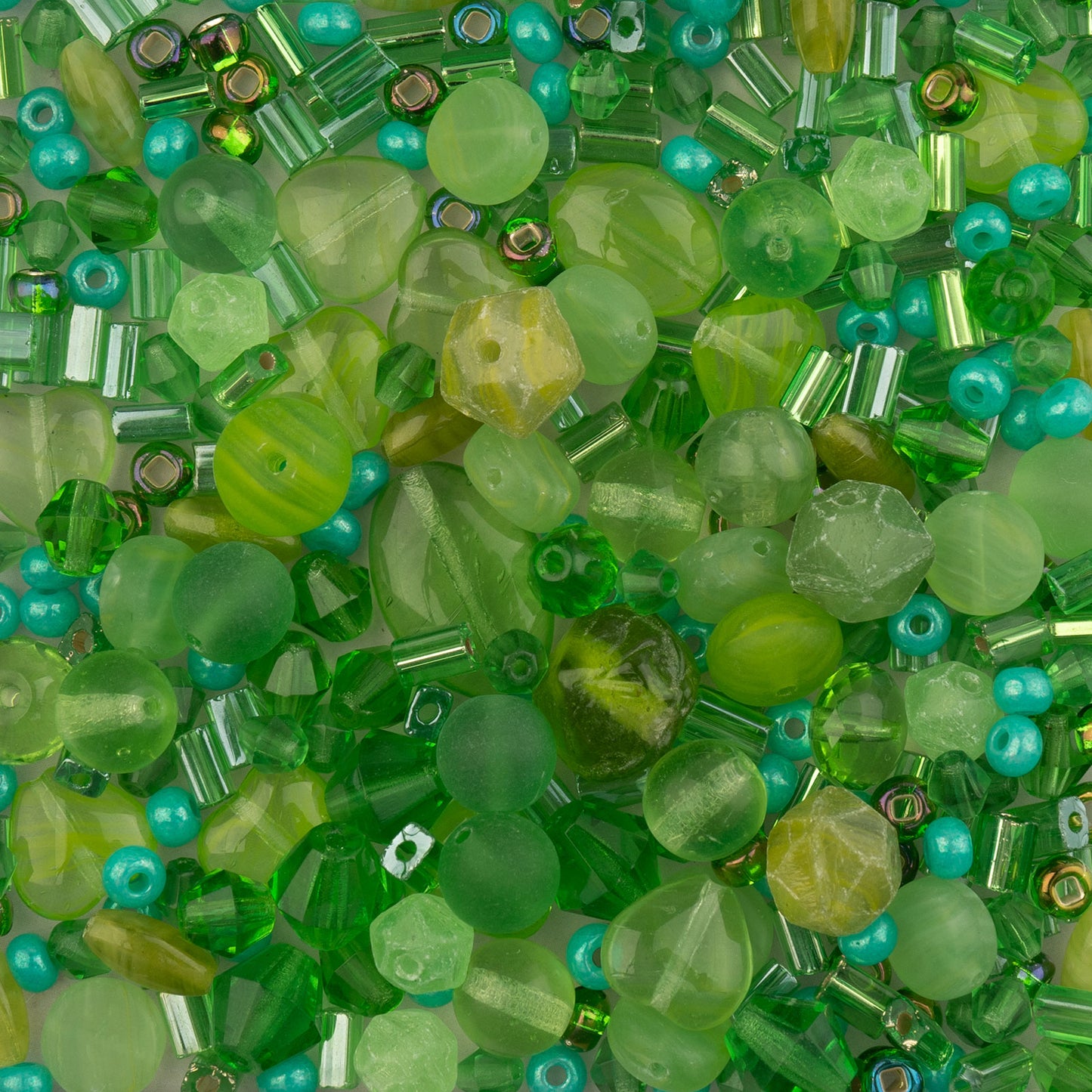 Czech Glass Beads Mix - Green 20g