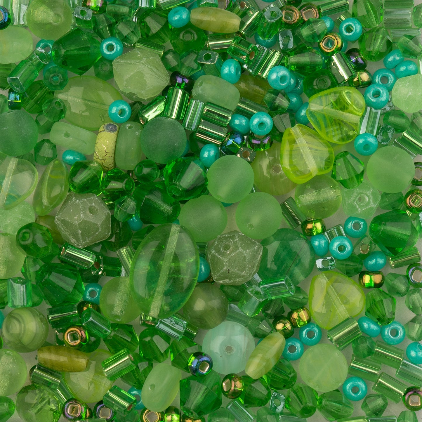 Czech Glass Beads Mix - Green 20g