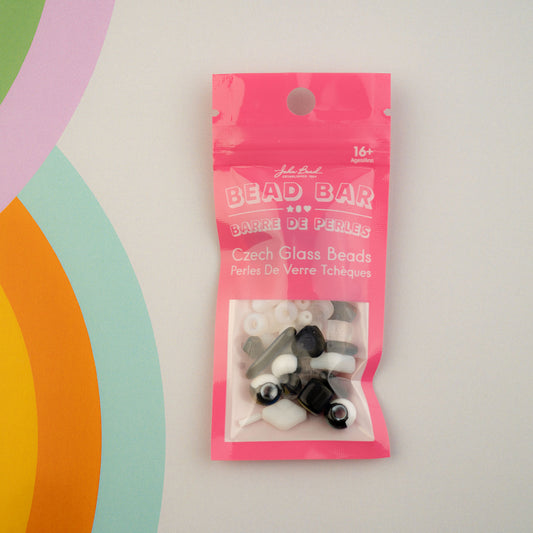 Czech Glass Beads Mix - Black & White 20g