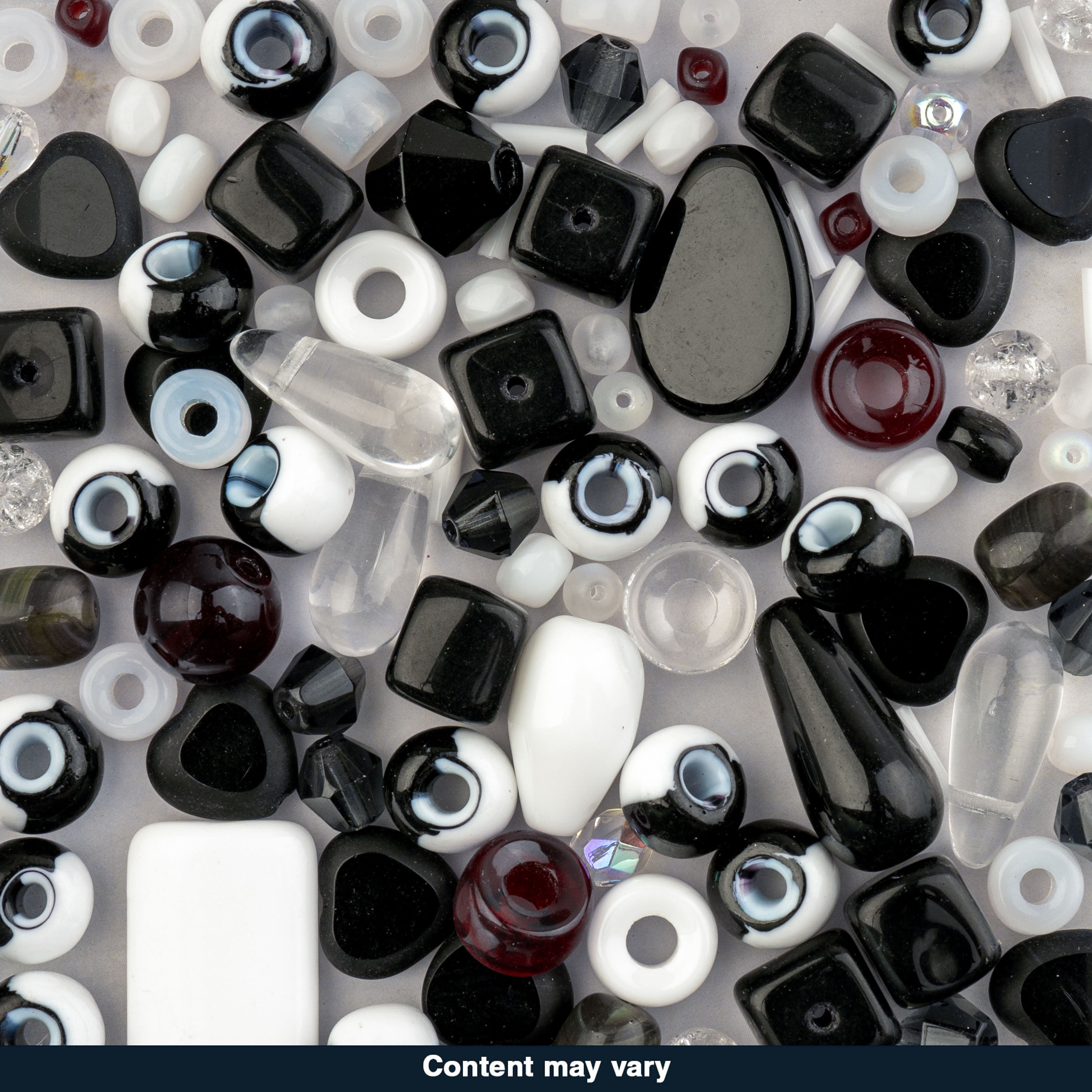 Czech Glass Beads Mix - Black & White 20g