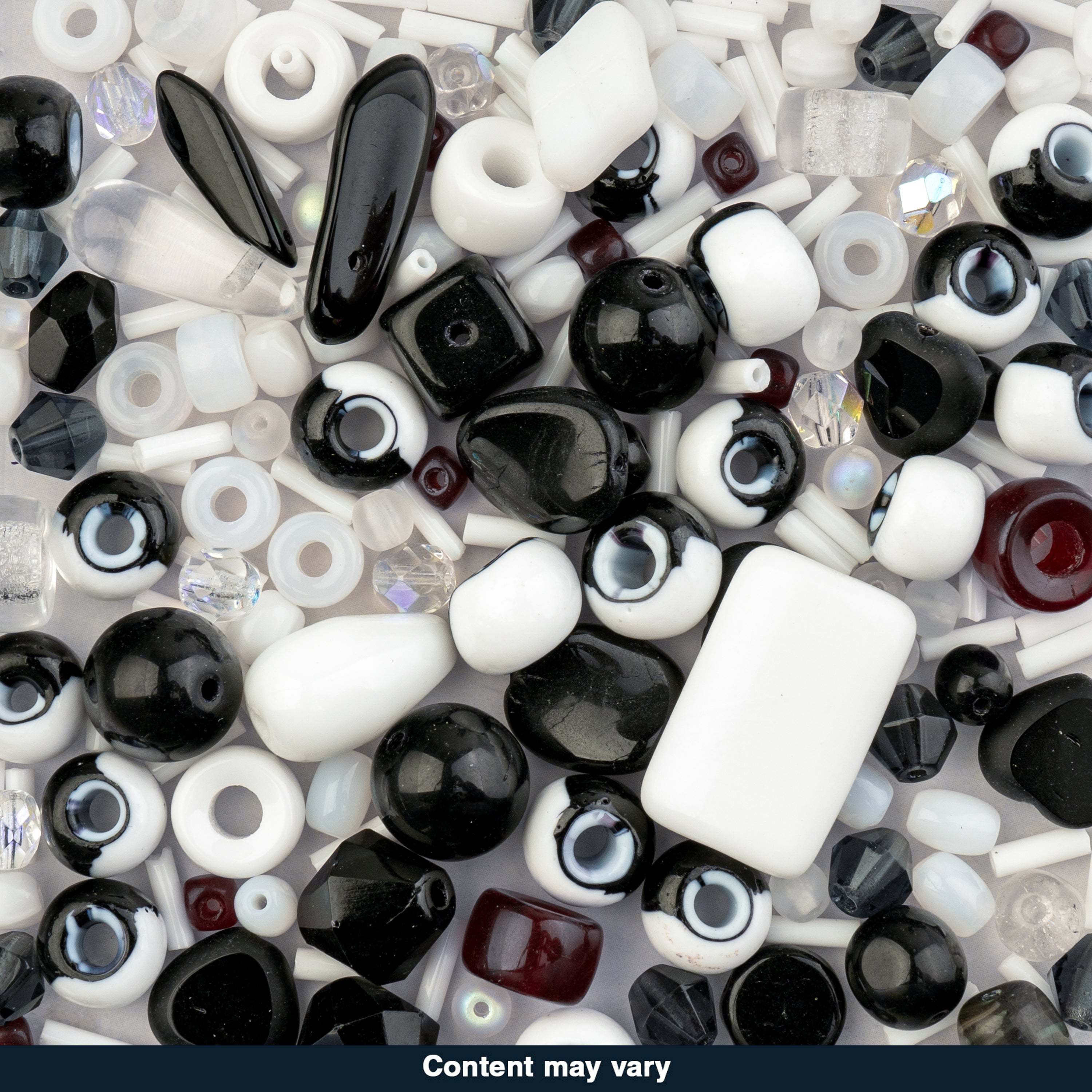 Czech Glass Beads Mix - Black & White 20g
