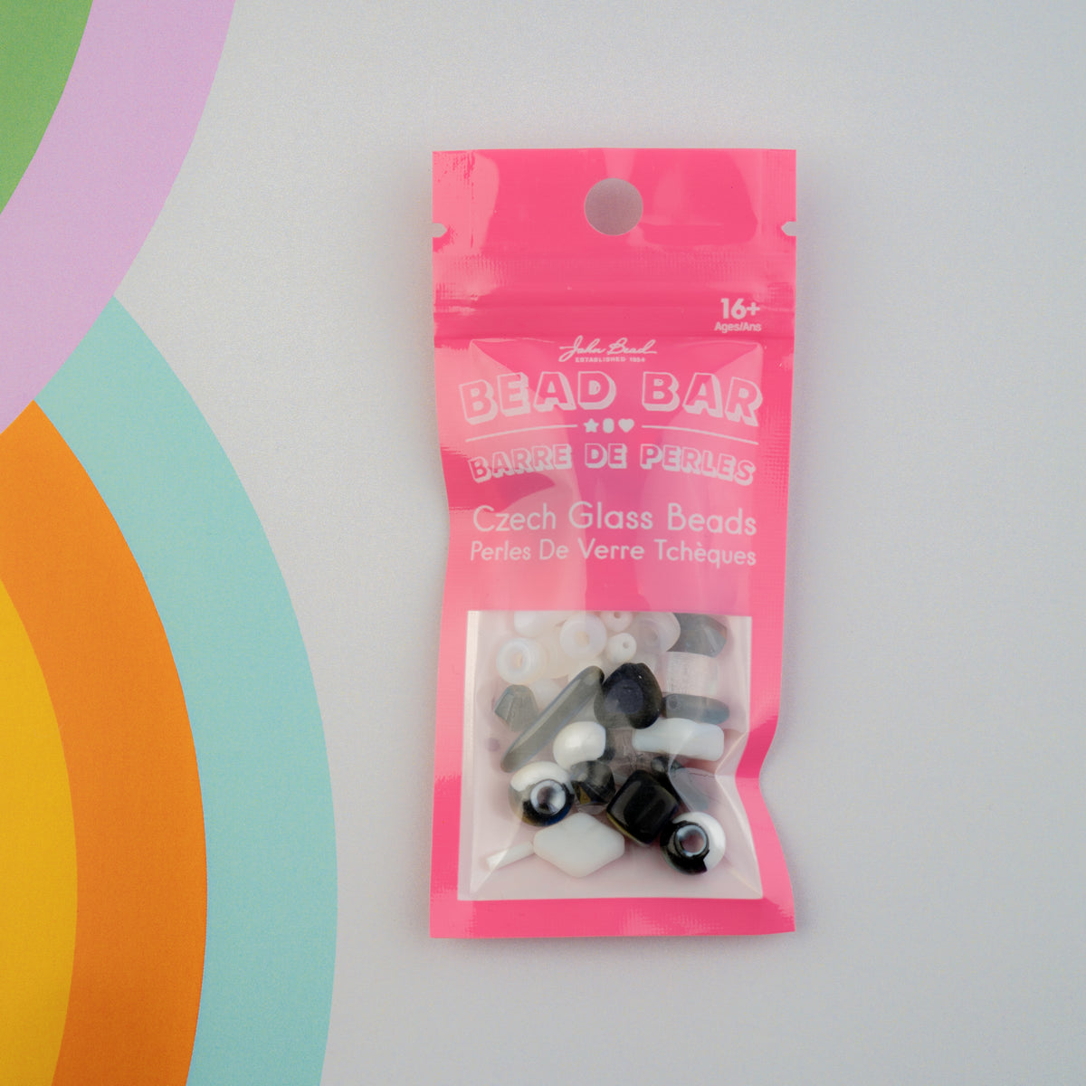 Czech Glass Beads Mix - Black & White 20g