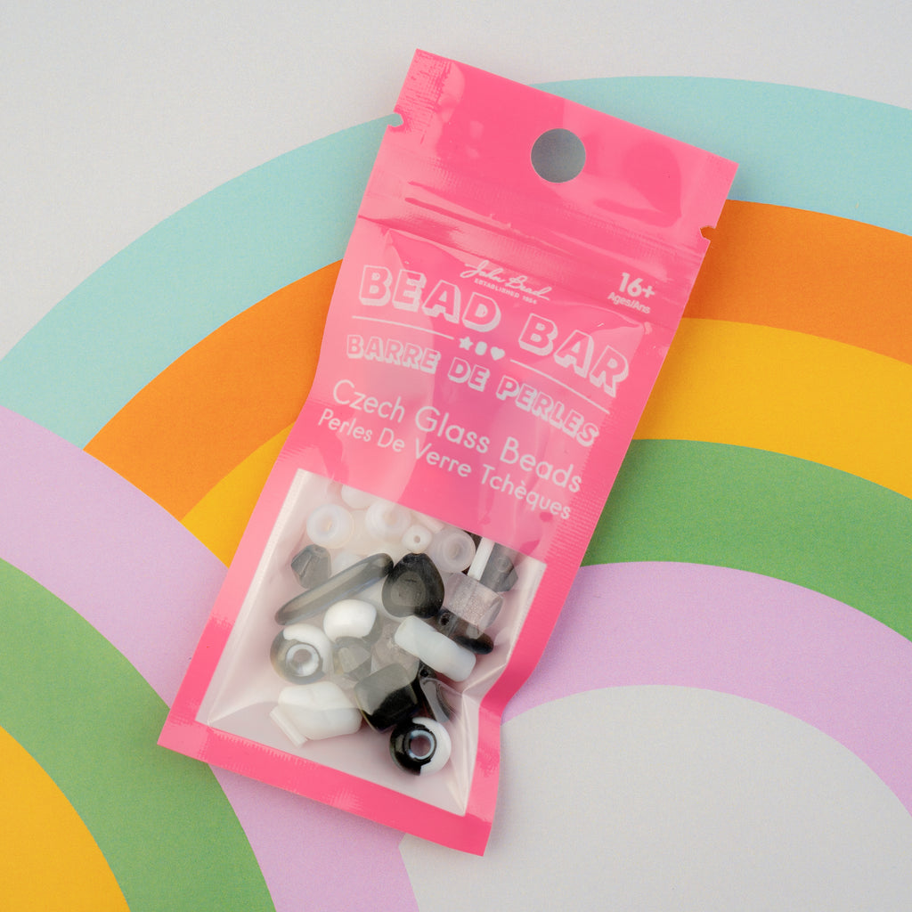 Czech Glass Beads Mix - Black & White 20g