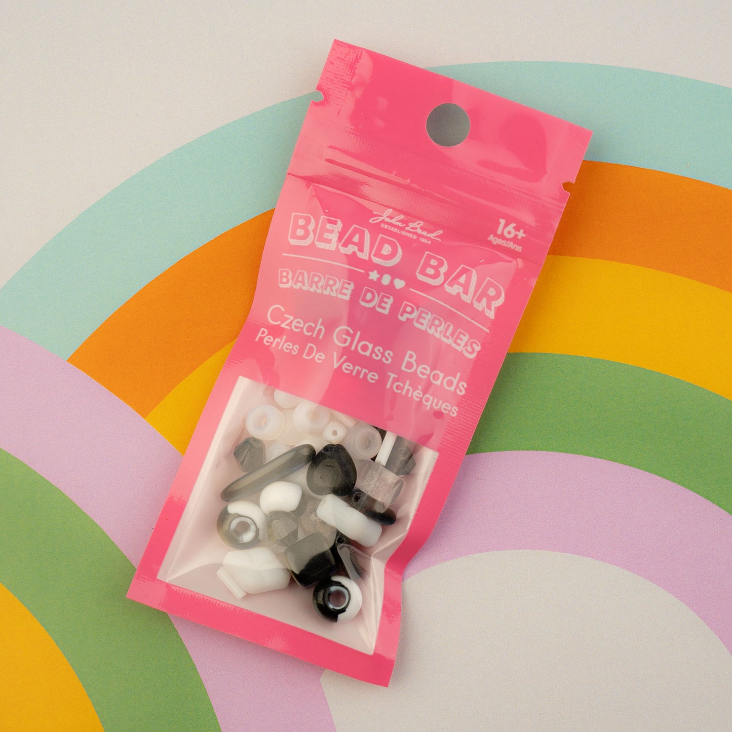 Czech Glass Beads Mix - Black & White 20g